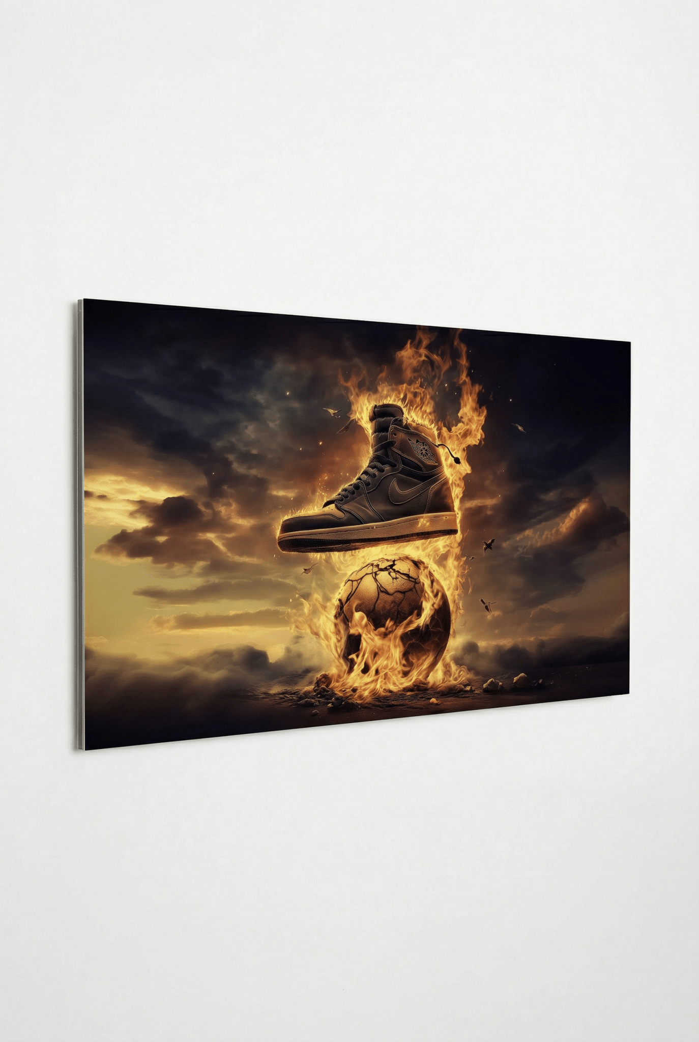 Nike Air Jordan in Flammen – Sneaker on Fire - Dein Wandbild