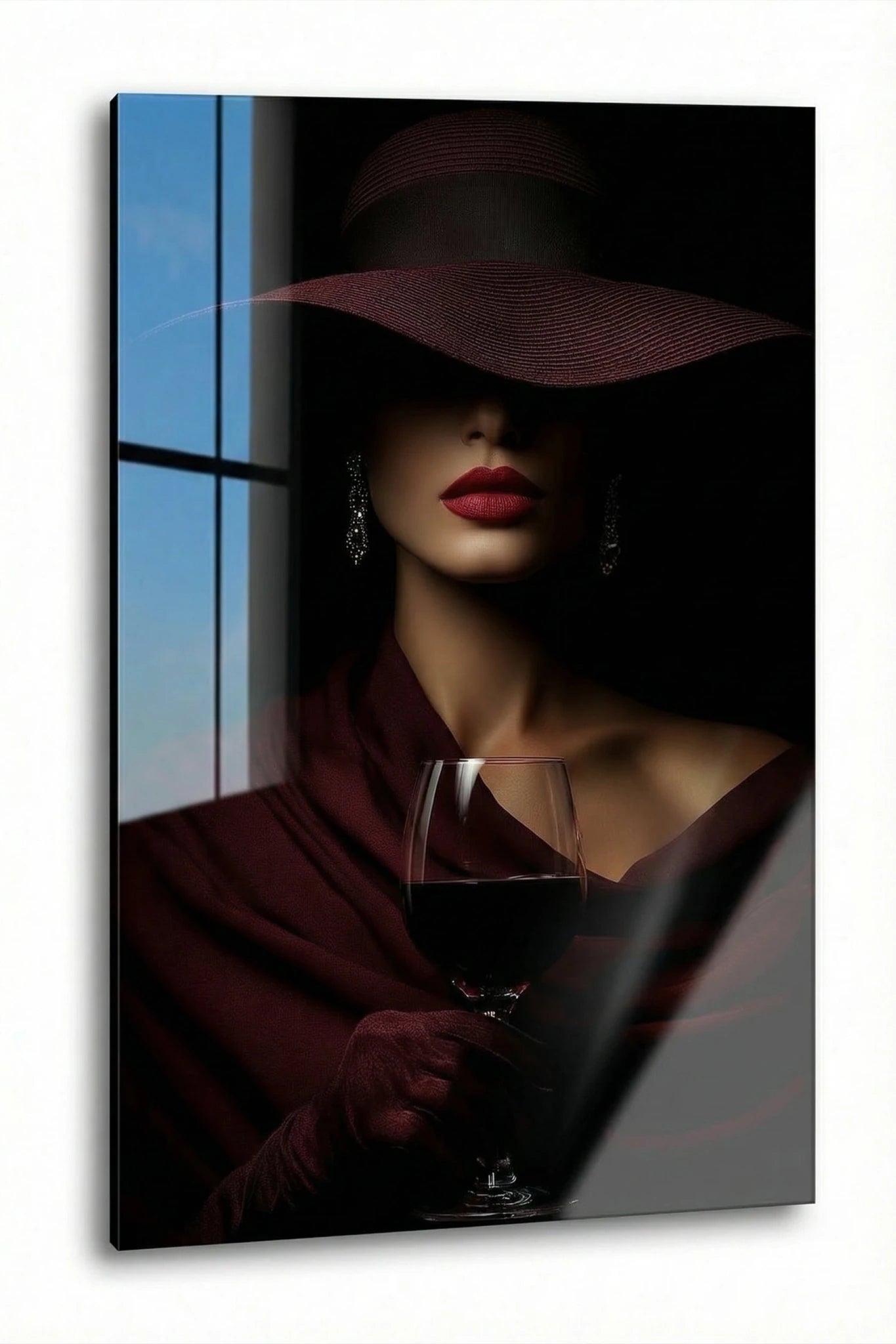 Red Wine Lady – Eleganz im Schatten | Dein Wandbild - Dein Wandbild