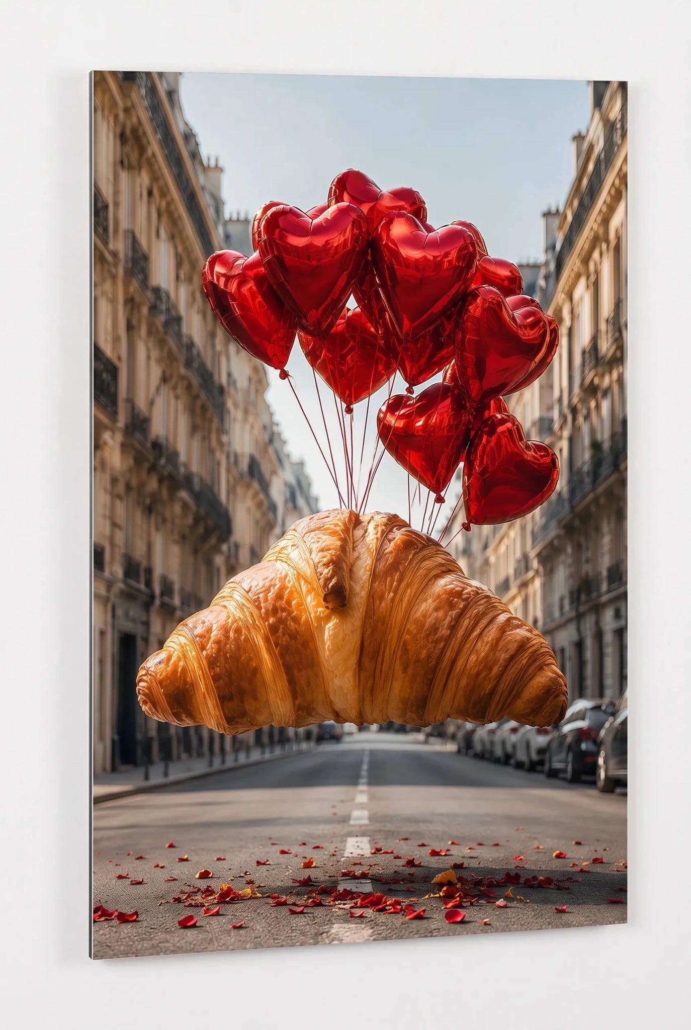 Riesen Croissant mit Herzballons in Paris Strasse Wandbild - Dein Wandbild