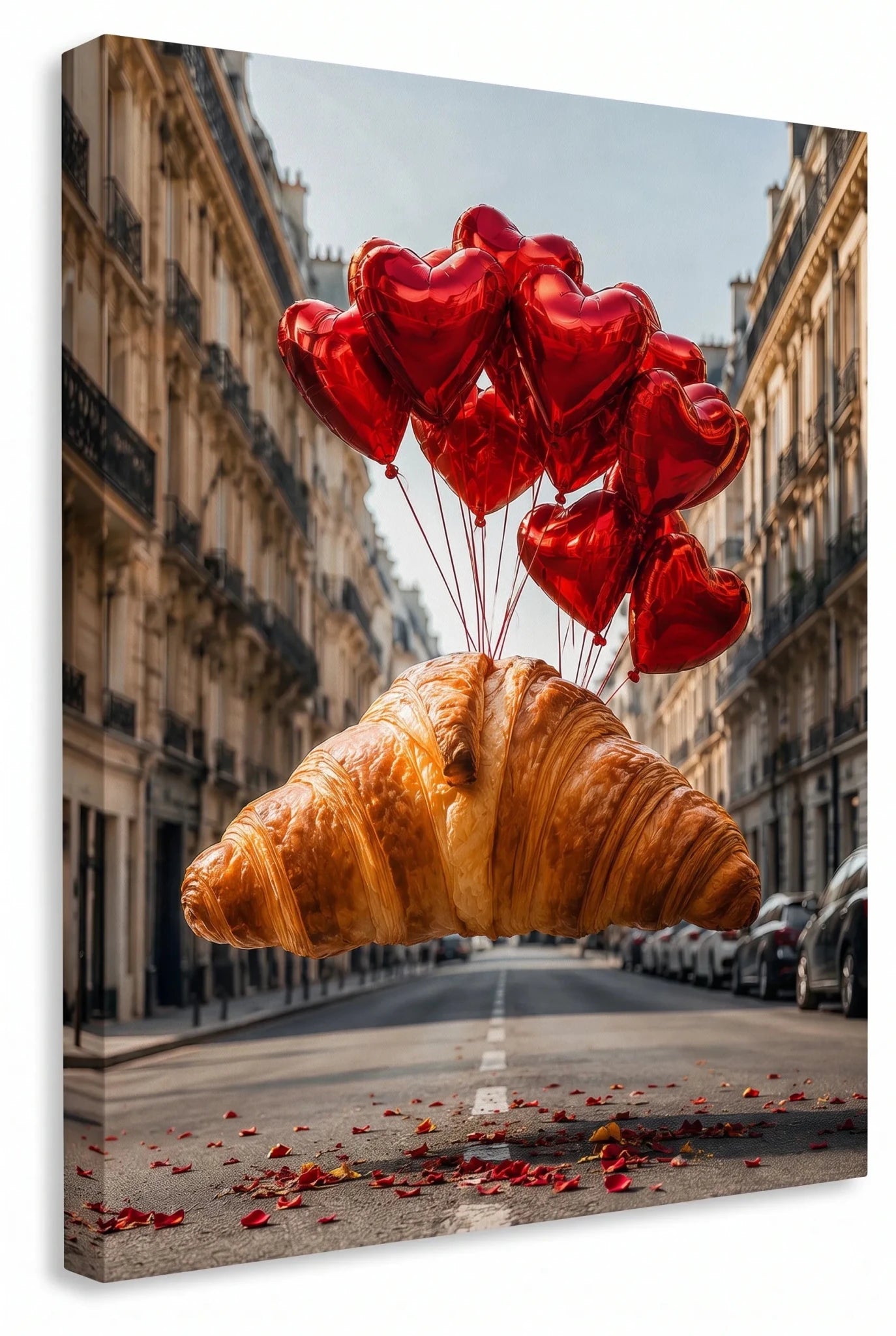 Riesen Croissant mit Herzballons in Paris Strasse Wandbild - Dein Wandbild