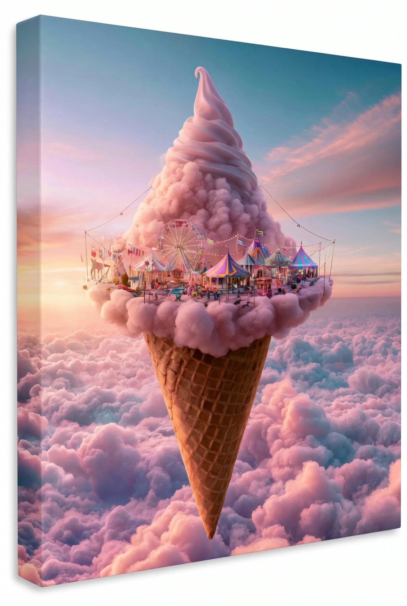 Riesen Eiswaffel Jahrmarkt in den Wolken Wandbild - Dein Wandbild