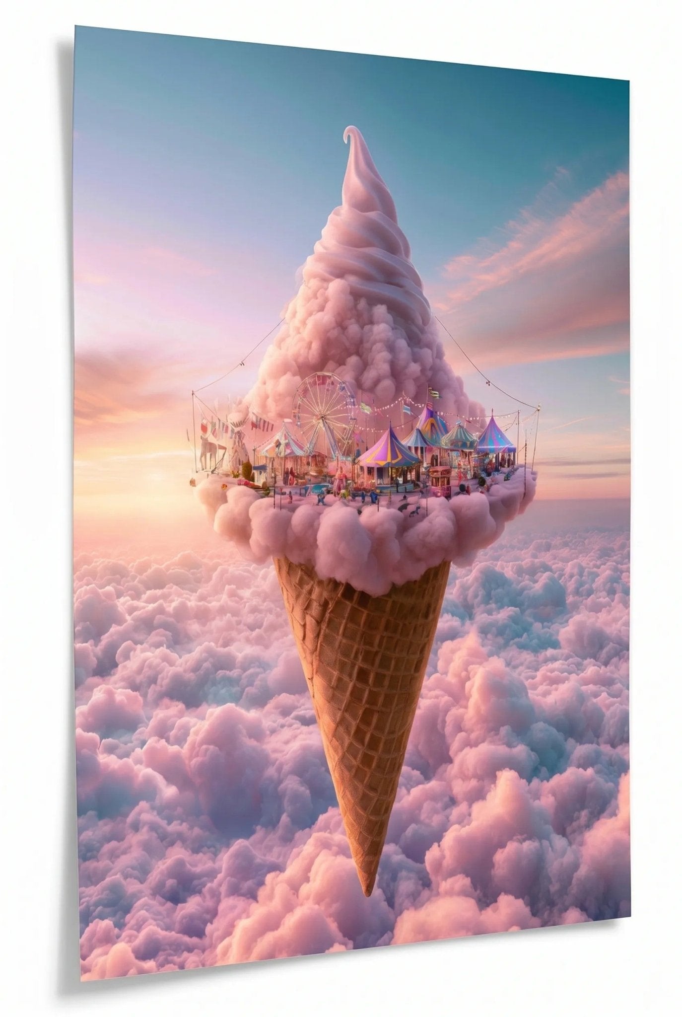 Riesen Eiswaffel Jahrmarkt in den Wolken Wandbild - Dein Wandbild
