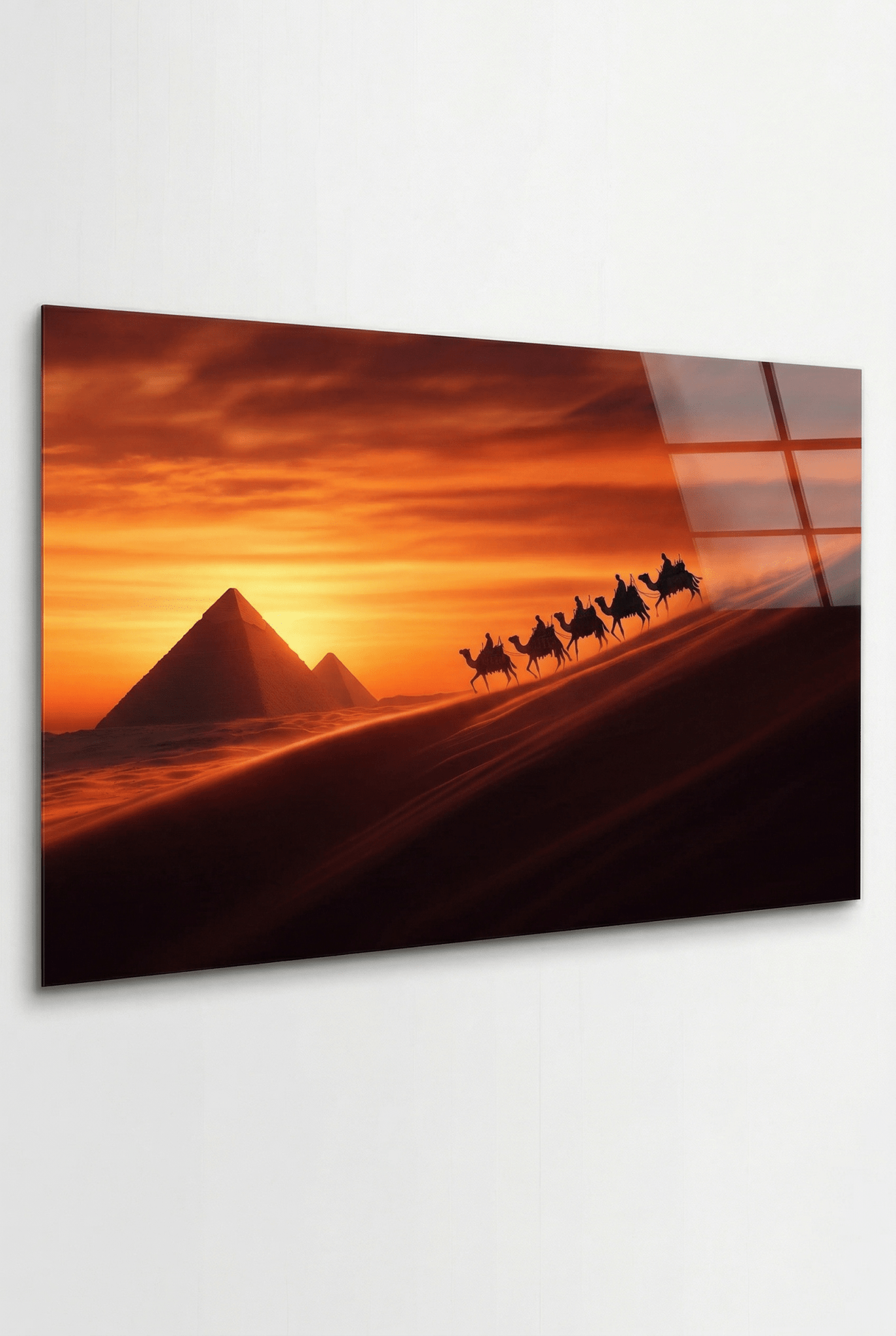 Sands of Time – Landschaftsbild mit Karawane & Pyramidenzauber | Dein Wandbild - Dein Wandbild