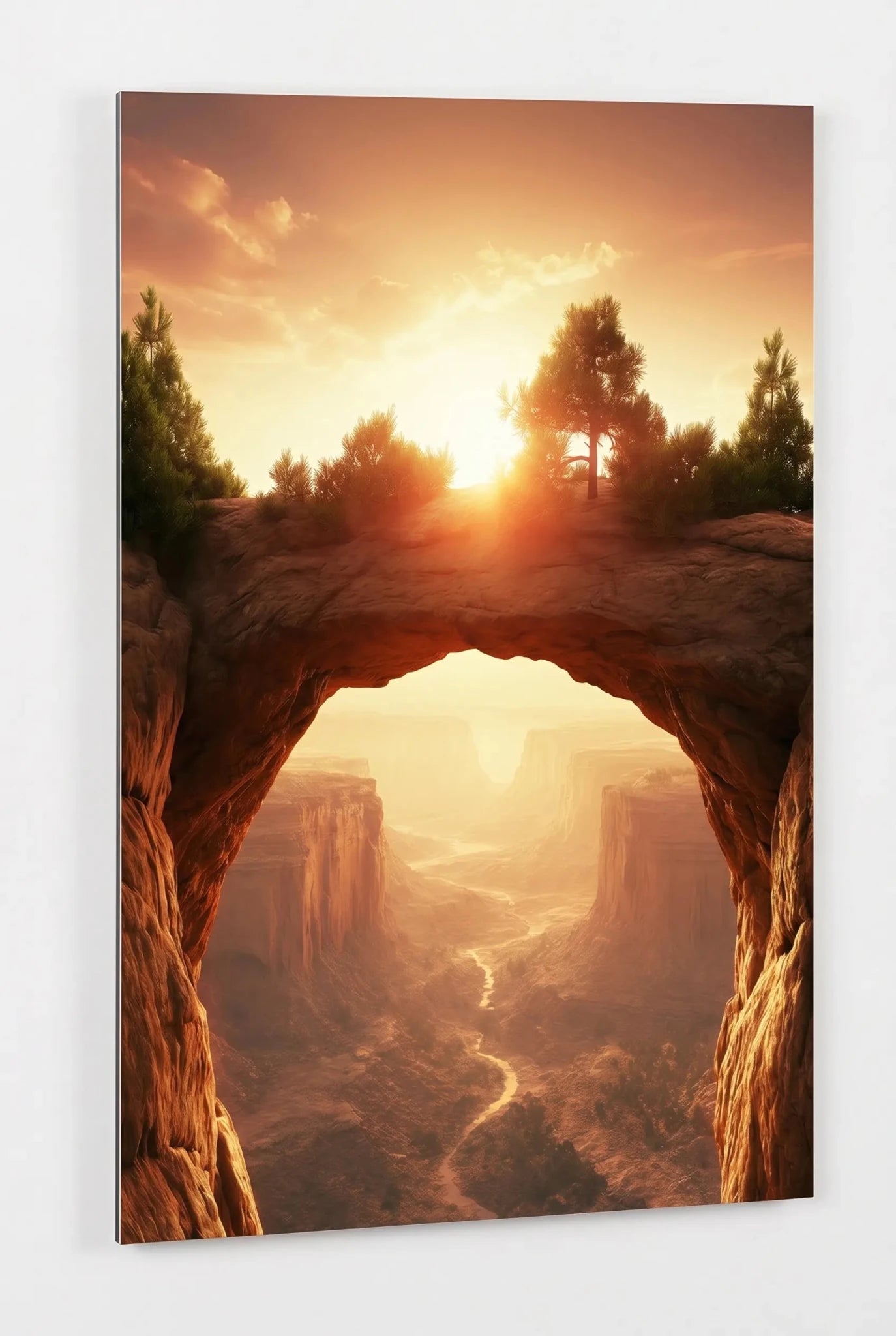 Sandstein Torbogen über Schlucht Sonnenuntergang Wandbild - Dein Wandbild