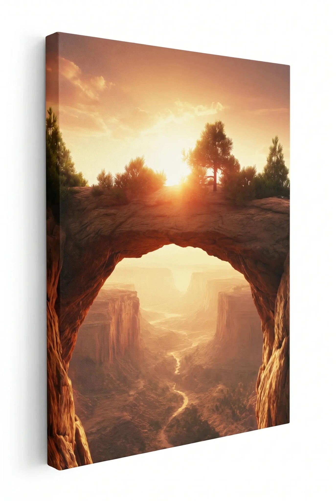 Sandstein Torbogen über Schlucht Sonnenuntergang Wandbild - Dein Wandbild