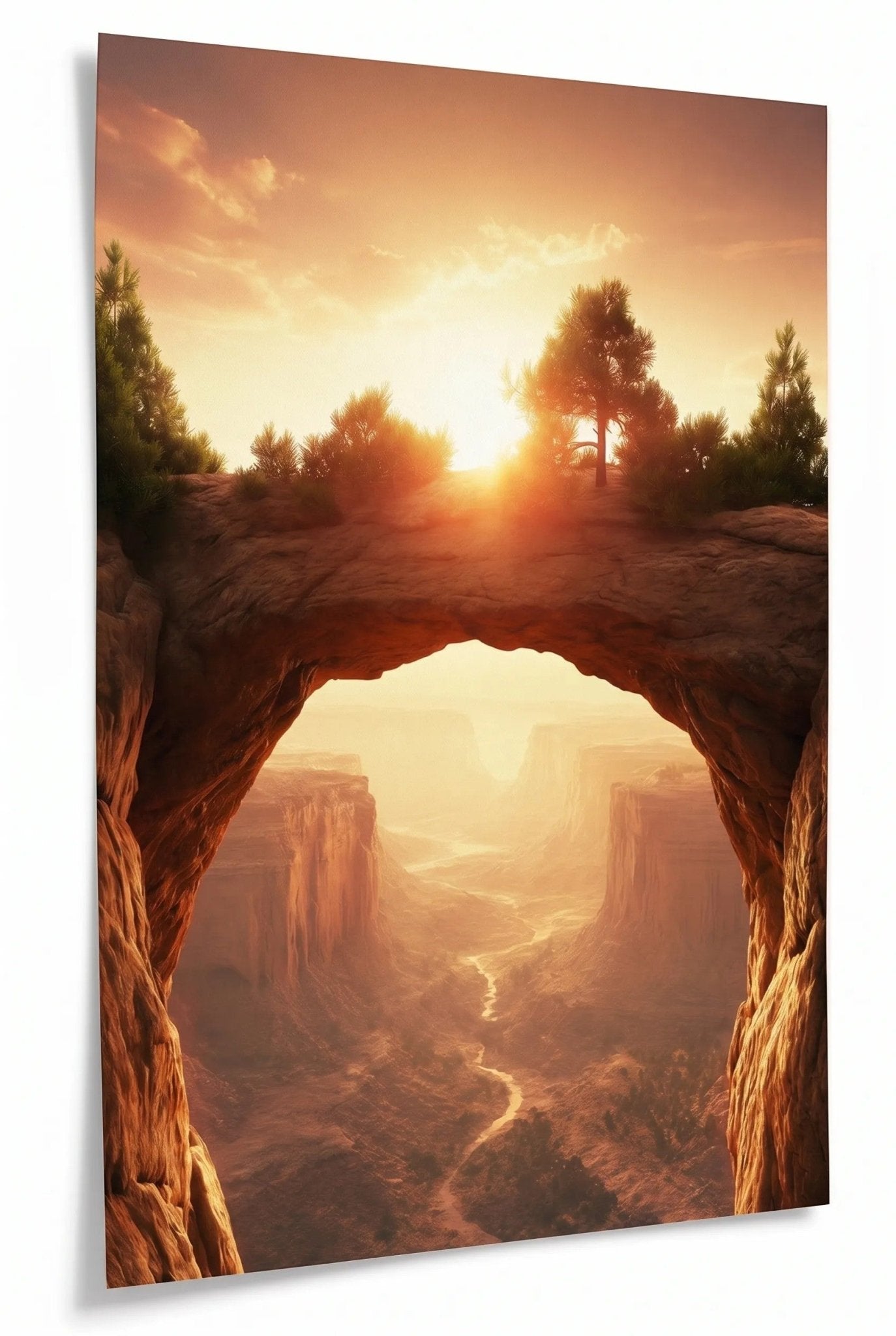 Sandstein Torbogen über Schlucht Sonnenuntergang Wandbild - Dein Wandbild