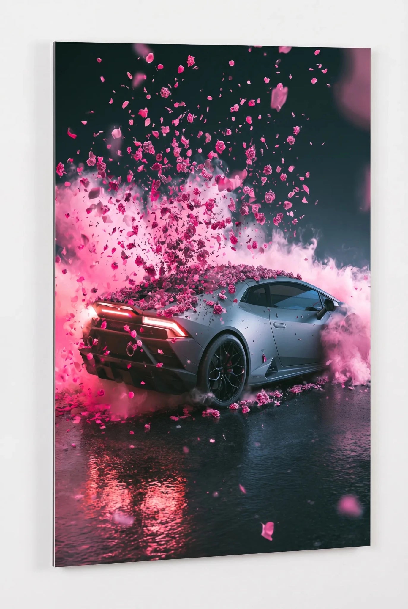 Supercar Rosenblüten Explosion Pink Wandbild - Dein Wandbild