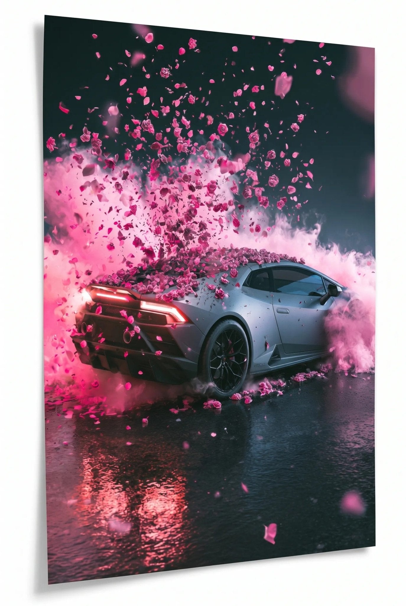 Supercar Rosenblüten Explosion Pink Wandbild - Dein Wandbild