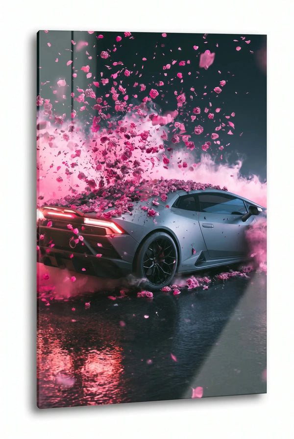 Supercar Rosenblüten Explosion Pink Wandbild - Dein Wandbild