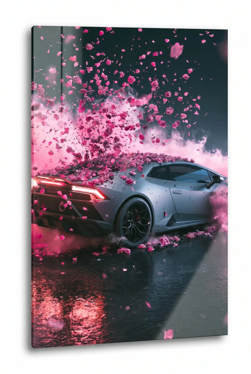 Supercar Rosenblüten Explosion Pink Wandbild - Dein Wandbild