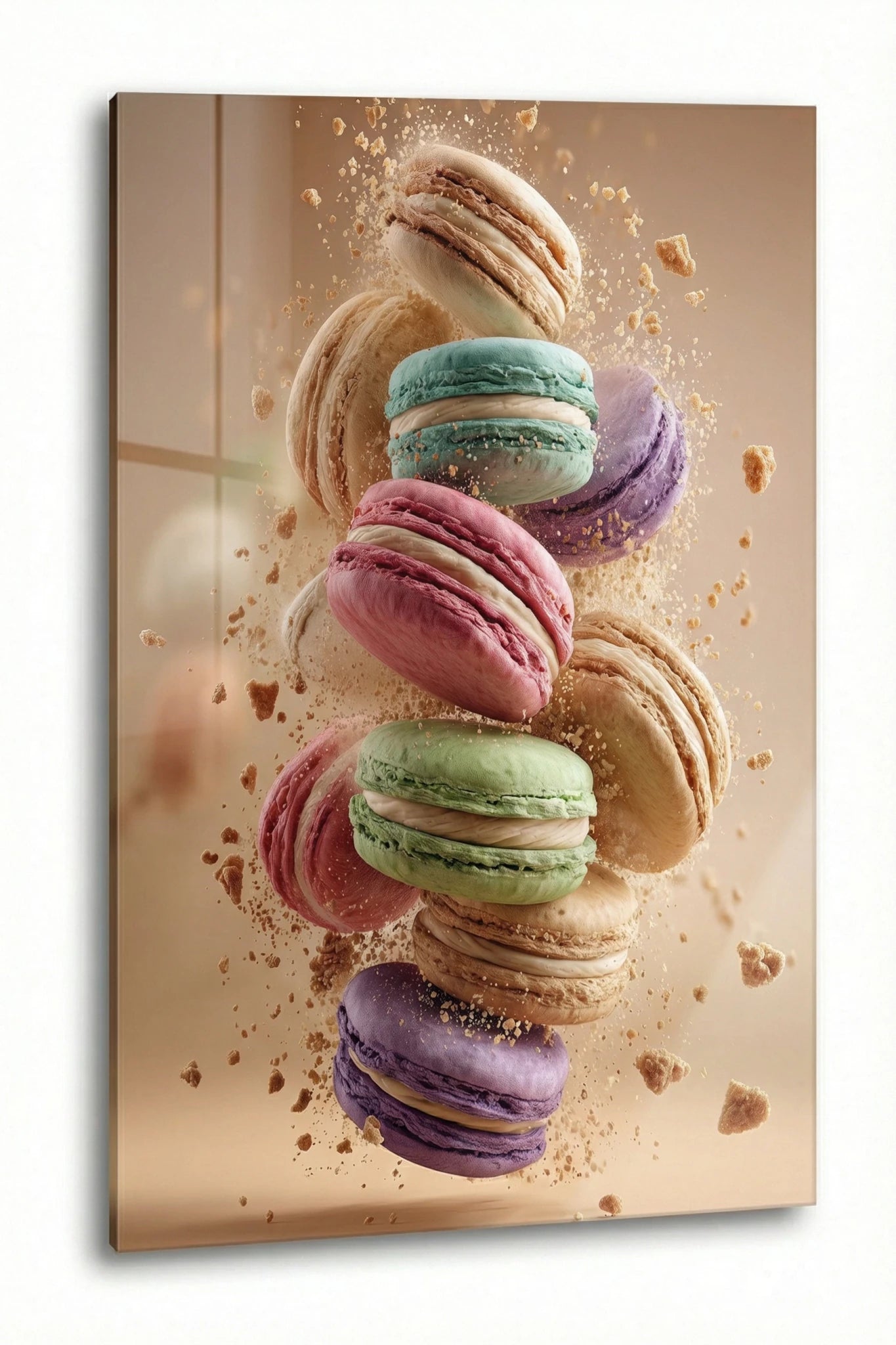 Sweet Explosion – Macaron Turm in Bewegung | Dein Wandbild - Dein Wandbild