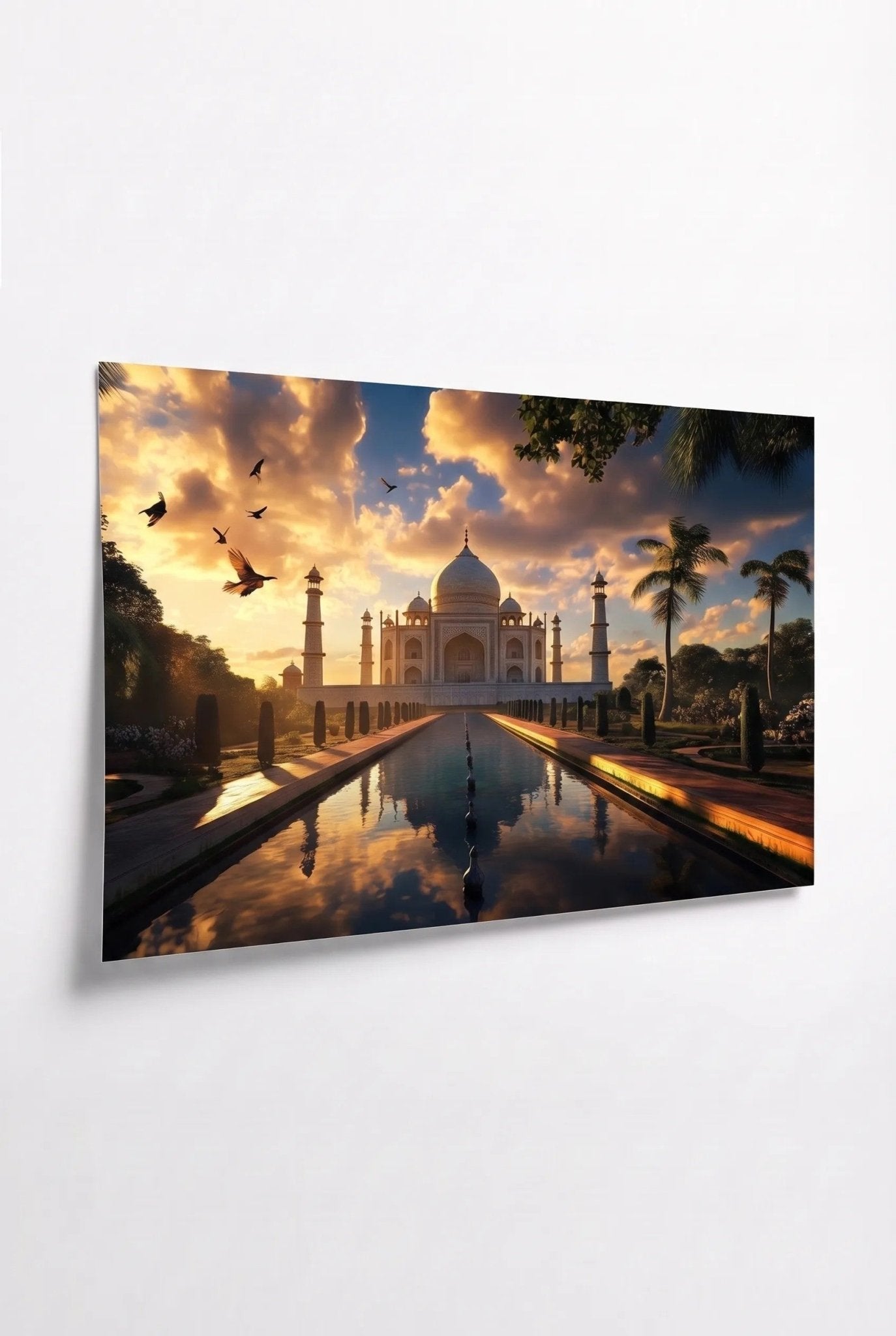 Taj Mahal bei Sonnenuntergang mit Spiegelung - Dein Wandbild