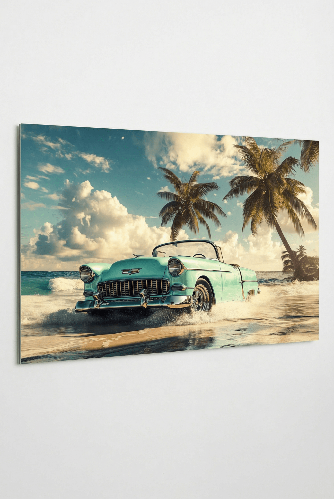 Tropische Freiheit – Autobild mit Retro - Charme & Palmenflair | Dein Wandbild - Dein Wandbild