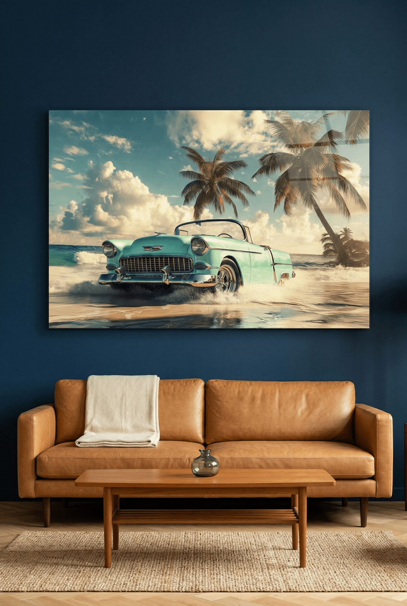 Tropische Freiheit – Autobild mit Retro - Charme & Palmenflair | Dein Wandbild - Dein Wandbild