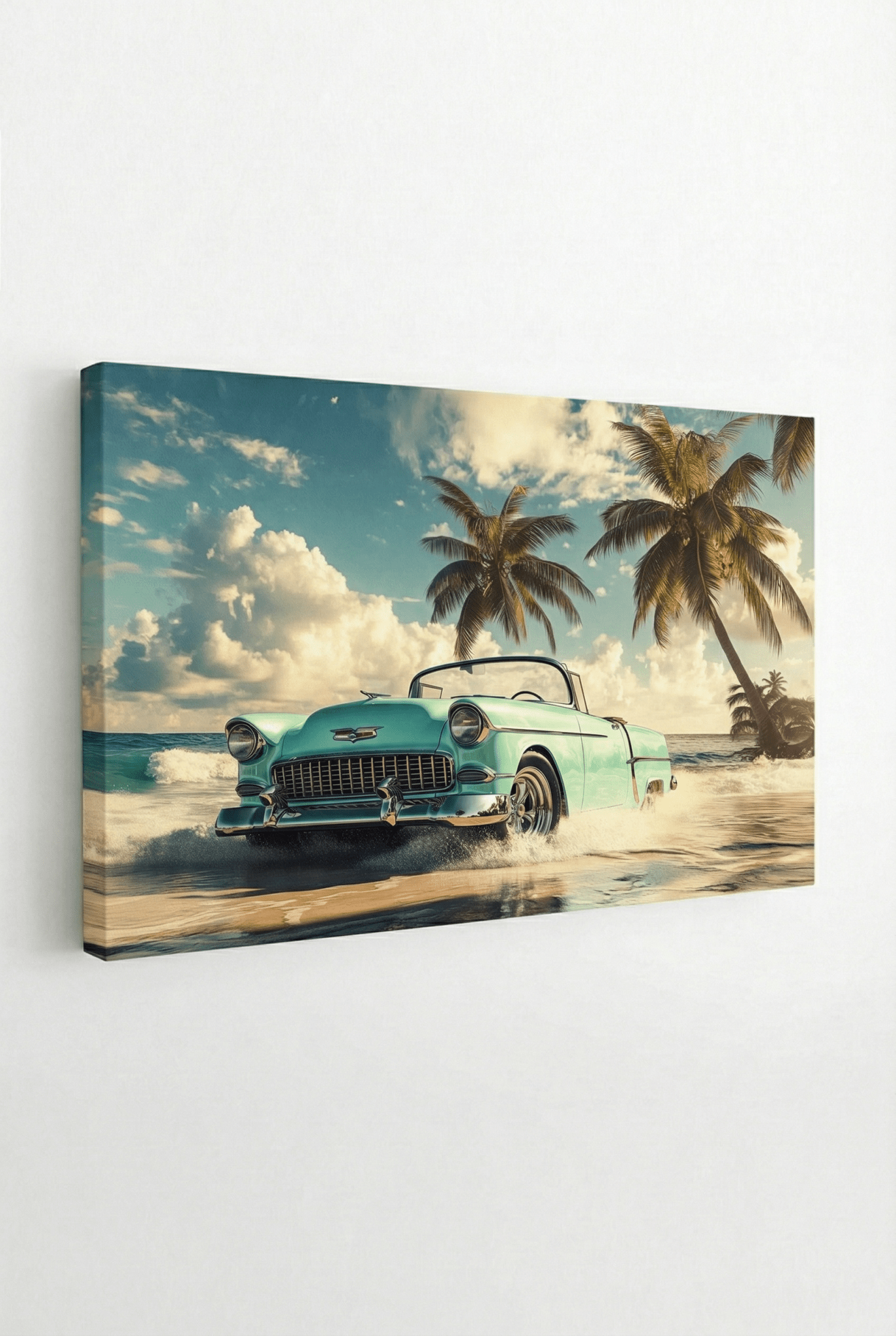 Tropische Freiheit – Autobild mit Retro - Charme & Palmenflair | Dein Wandbild - Dein Wandbild