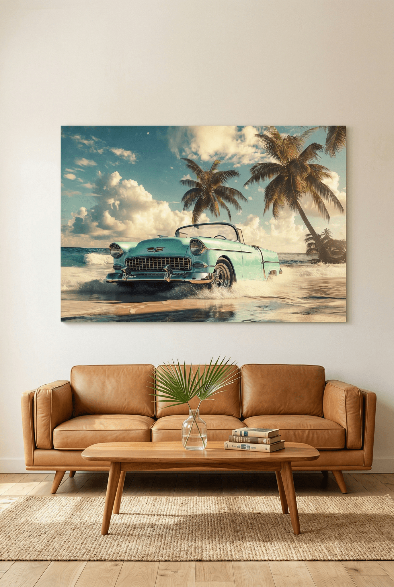 Tropische Freiheit – Autobild mit Retro - Charme & Palmenflair | Dein Wandbild - Dein Wandbild