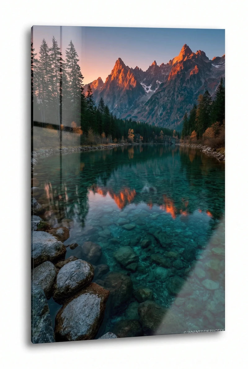 Türkiser Bergsee Alpen Sonnenaufgang Wandbild - Dein Wandbild