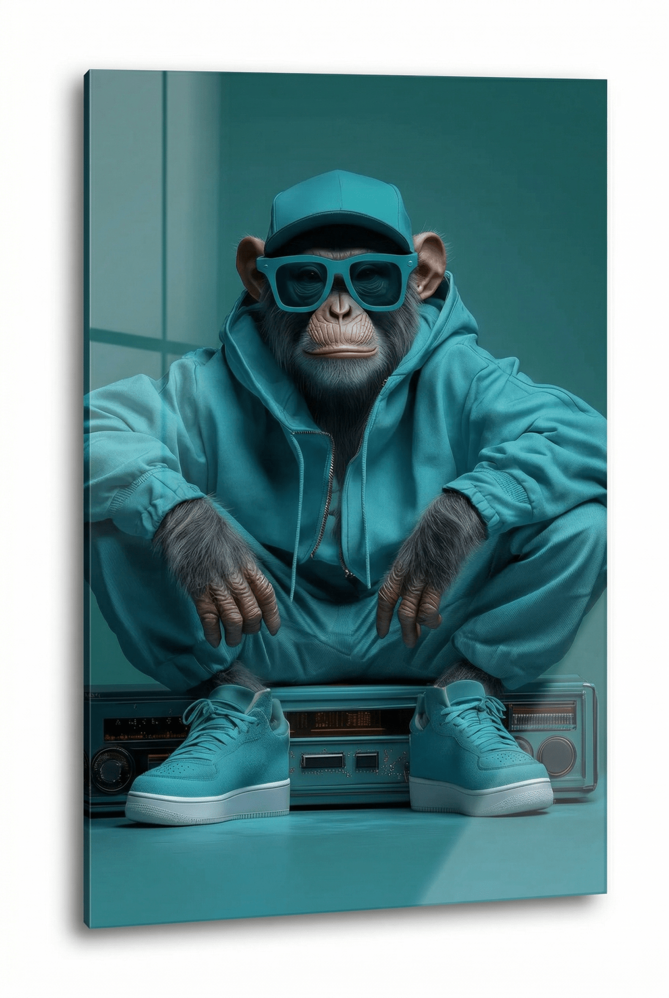 Urban Jungle – Der Streetwear - Affe in Cyan | Dein Wandbild - Dein Wandbild