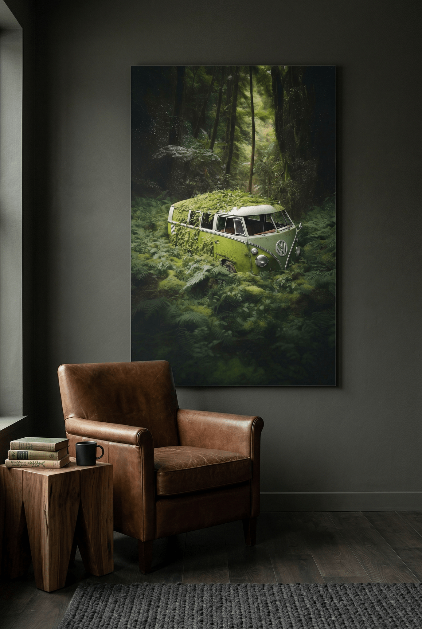 Vergessene Legende – Der VW Bulli T1 im grünen Refugium | Dein Wandbild - Dein Wandbild