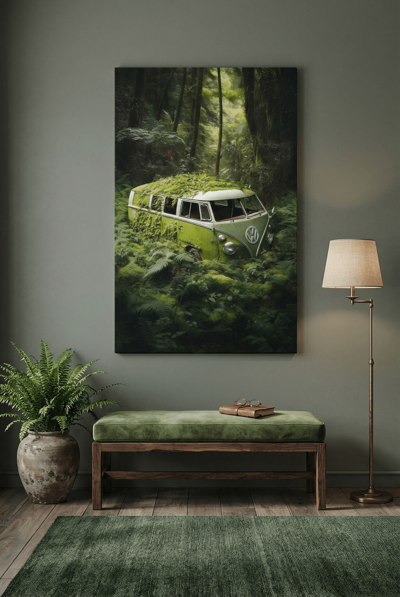 Vergessene Legende – Der VW Bulli T1 im grünen Refugium | Dein Wandbild - Dein Wandbild